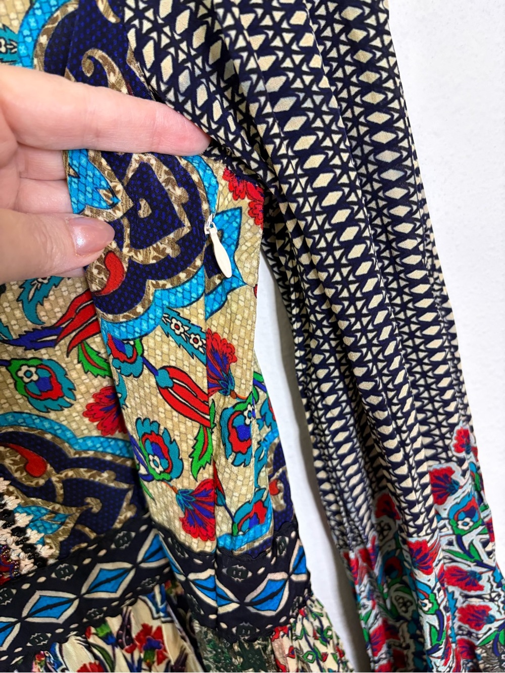 Anthropologie Bhanuni by Jyoti Bohemian Long Sleeve Maxi Dress 14 multicolor - Picture 9 of 13